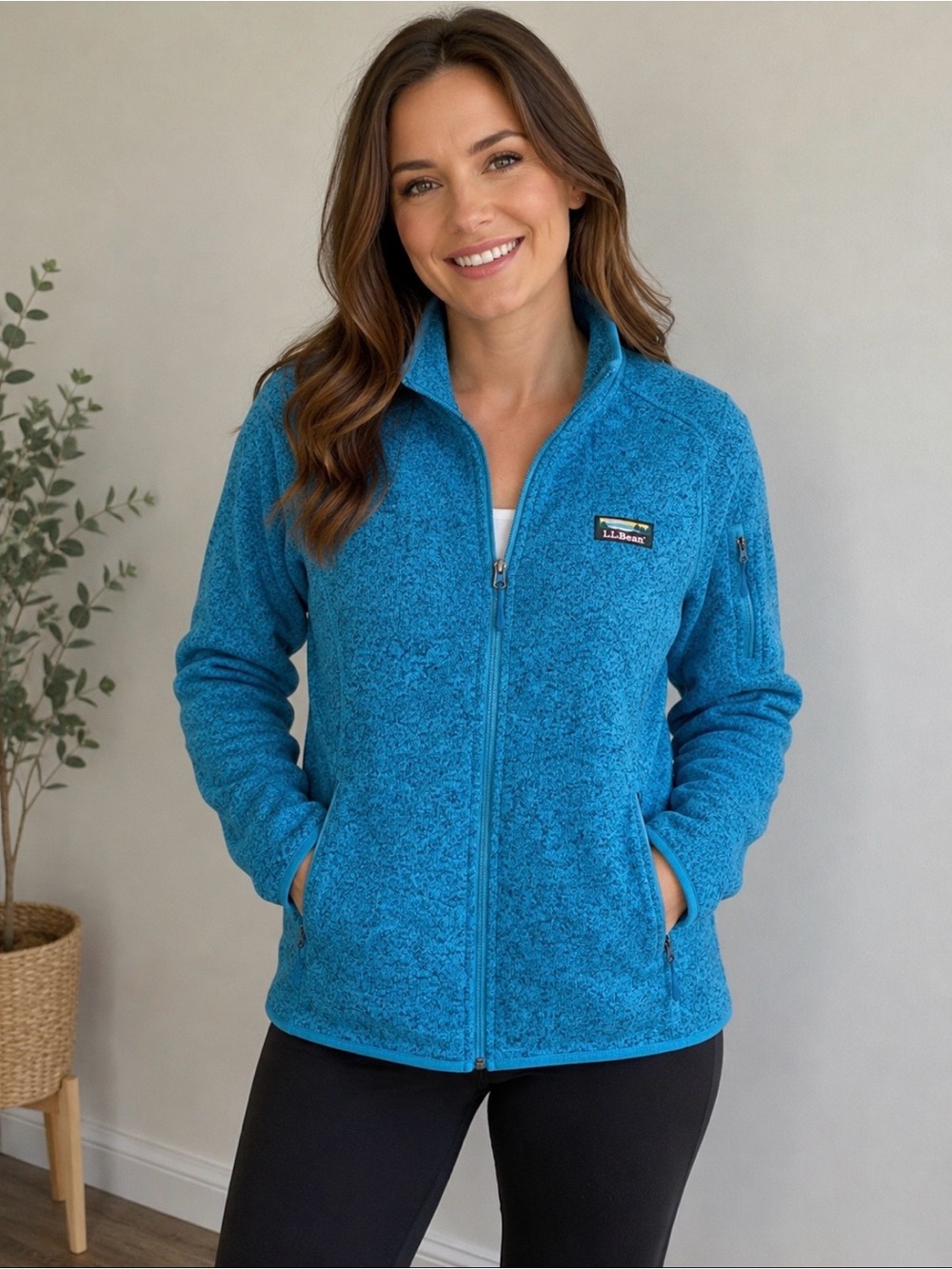 L.L.Bean Sweater Fleece Full Zip Jacket Blue Women’s Large Outdoor